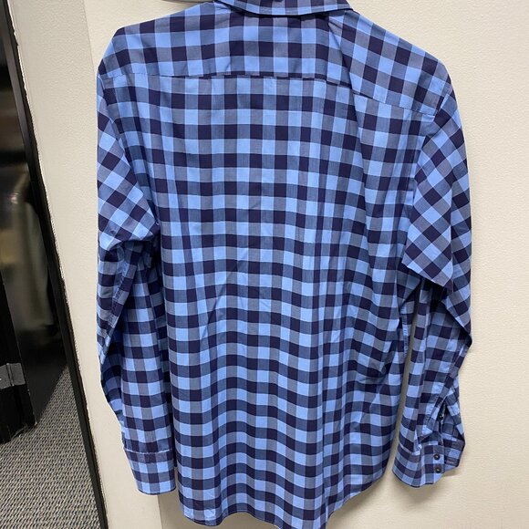 Boss Mens Blue Plaid Dress Shirt Regular Fit Size 17 /43 - Picture 3 of 6